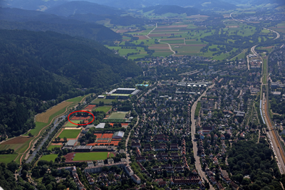 Bildunterschrift: Blick auf die Sportachse Ost. Bild: almaxaero